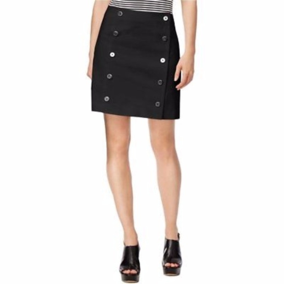 Michael Kors Dresses & Skirts - NWT Michael Kors Black A-Line Mini Button Skirt